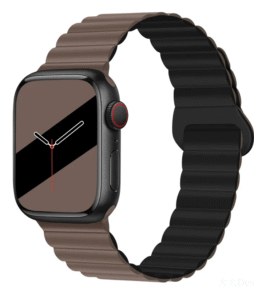 Silicone Magnetic Apple Watch Watchband (42-49mm) - Chocolate with Black