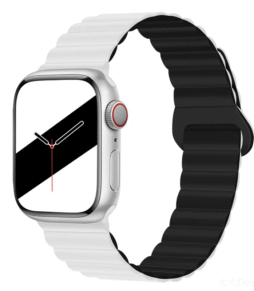 Silicone Magnetic Apple Watch Watchband (42-49mm) - White with Black